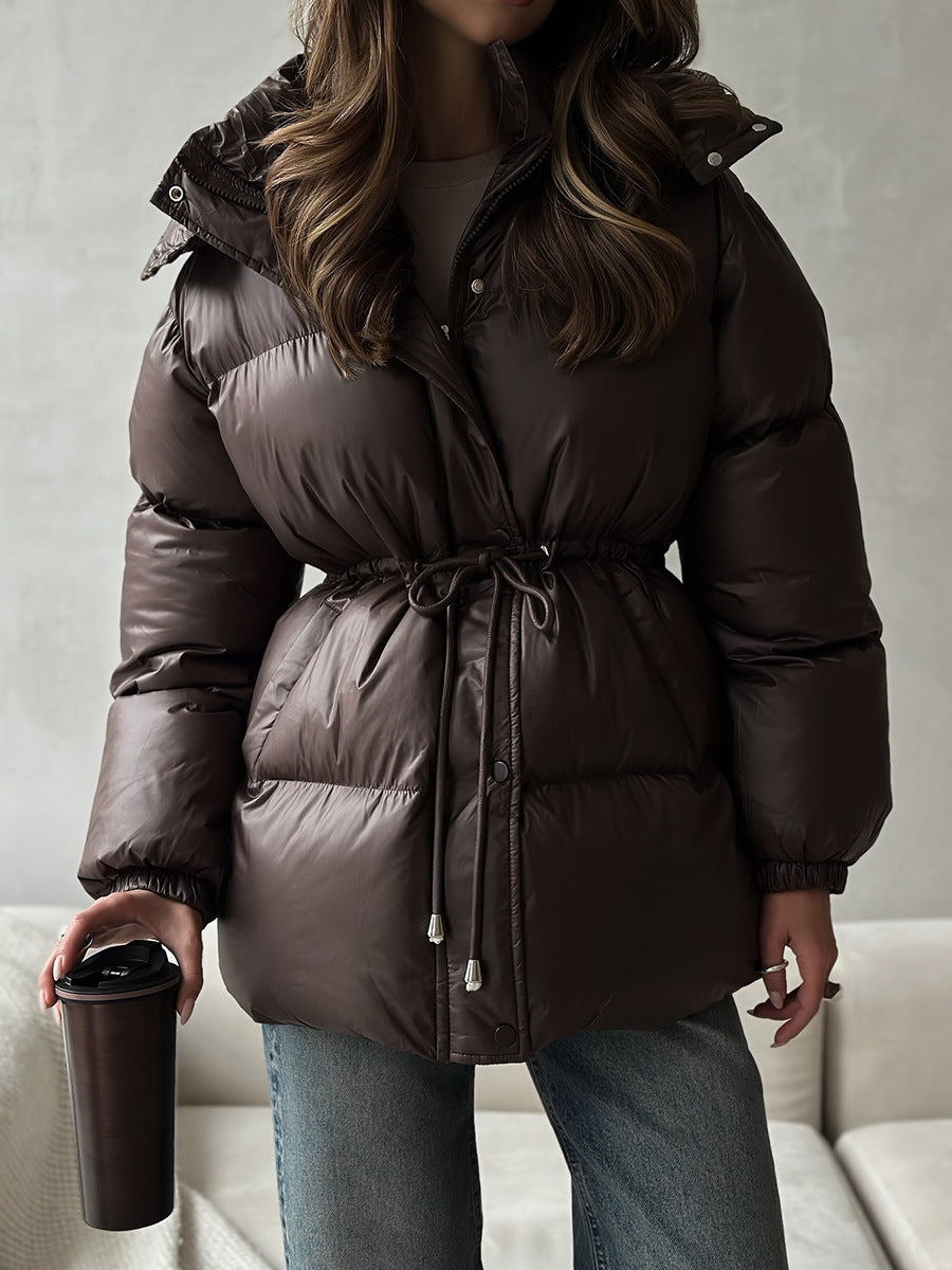 Women’s quilted down jacket with fitted drawstring and hood Mune Fashion