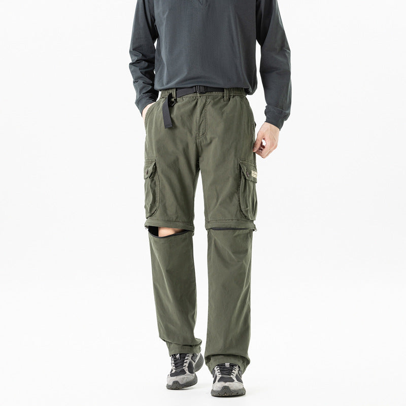 Herren Abnehmbare Cargo-Zip-Hose mit Reißverschluss-Bein, Multifachtaschen und integriertem Gürtel Mune Fashion