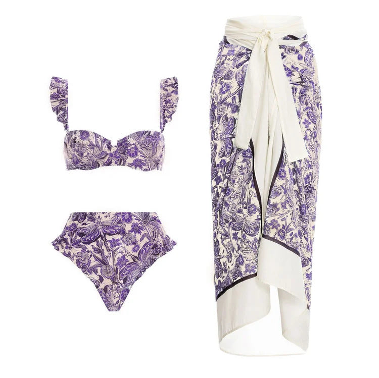 Women's bikini set with stylish wrap skirt and playful ruffle design Mune Fashion