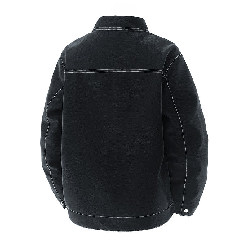 Men's shirt jacket made of suede-like material with contrasting decorative seams & chest pockets Mune Fashion