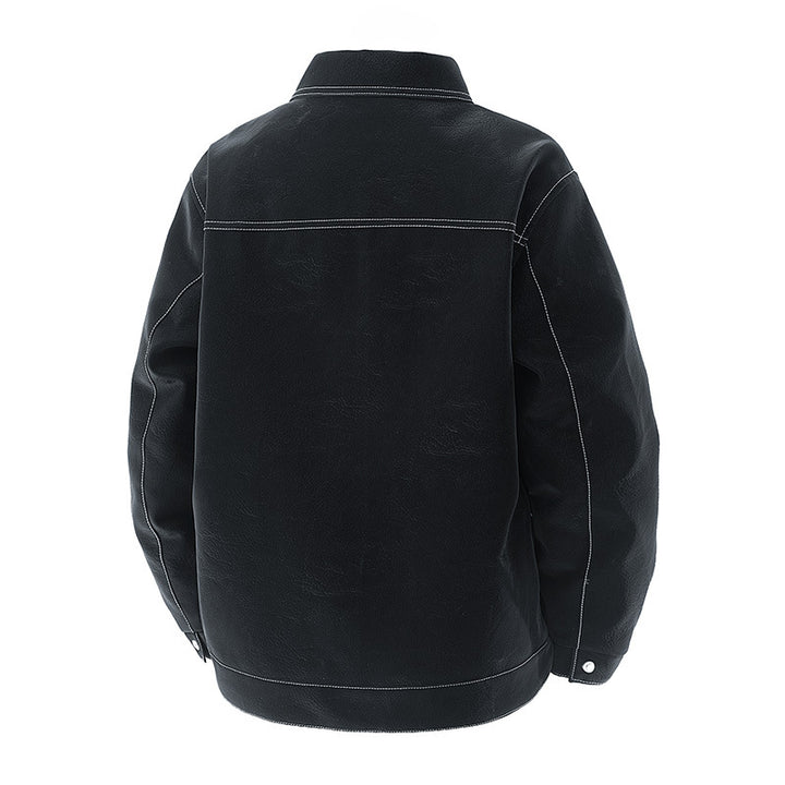 Men's shirt jacket made of suede-like material with contrasting decorative seams & chest pockets Mune Fashion
