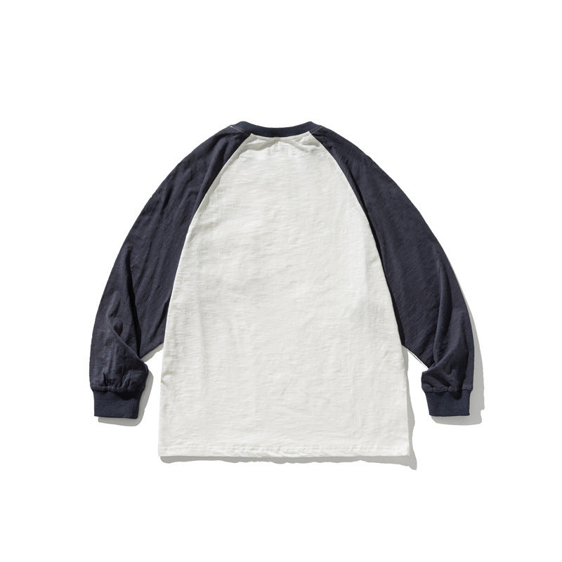 Unisex Casual Raglan Long Sleeve with Contrast Sleeves and Patch Pocket Mune Fashion
