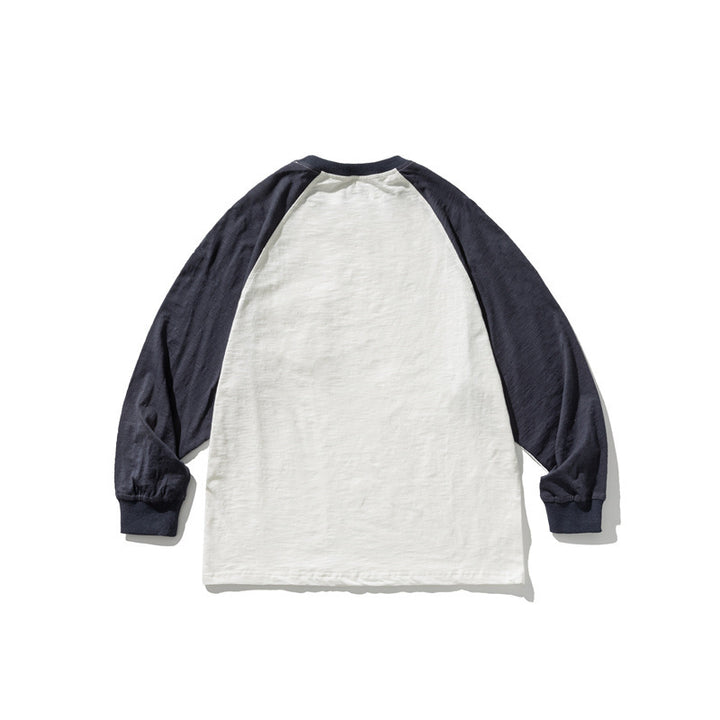 Unisex Casual Raglan Long Sleeve with Contrast Sleeves and Patch Pocket Mune Fashion