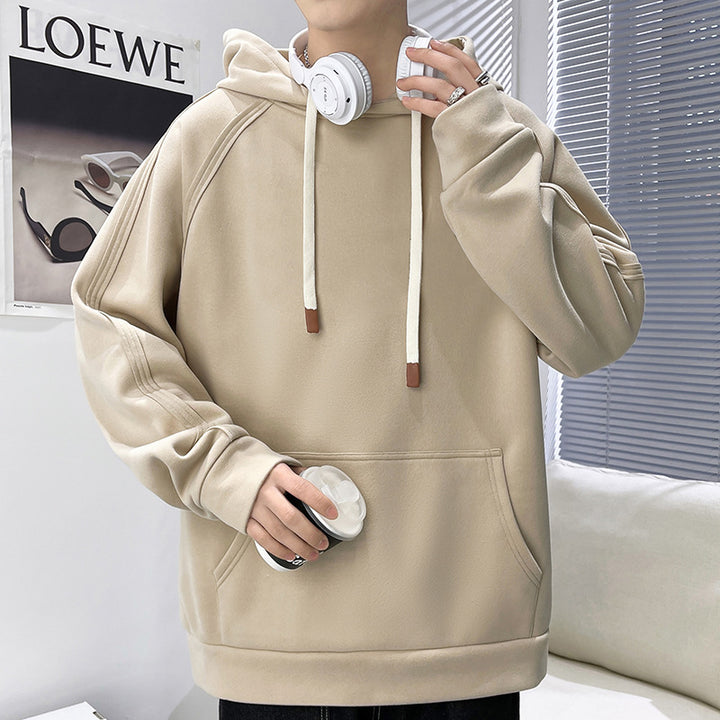 Men's Oversize Hoodie with Kangaroo Pocket Raglan Sleeves and Extra Long Cords Mune Fashion