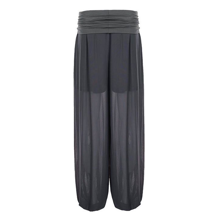 Ladies' wide harem pants with folded waistband and elastic leg cuffs Mune Fashion