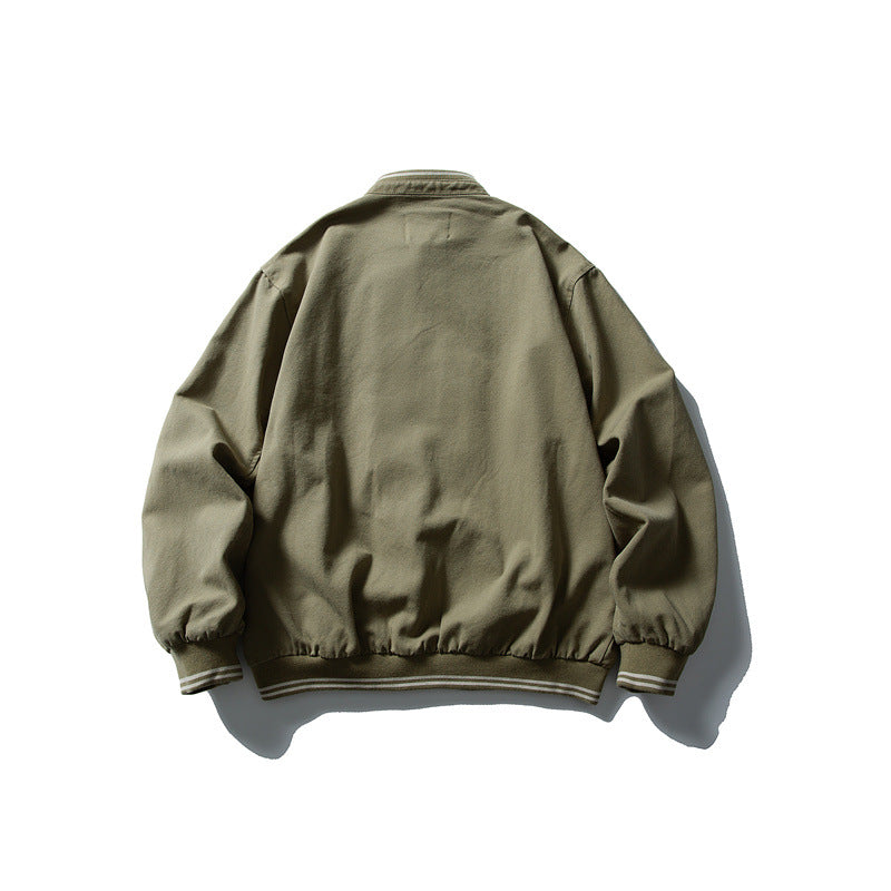 Unisex Kastig cut cotton canvas bomber jacket with stand-up collar and ribbed hem Mune Fashion