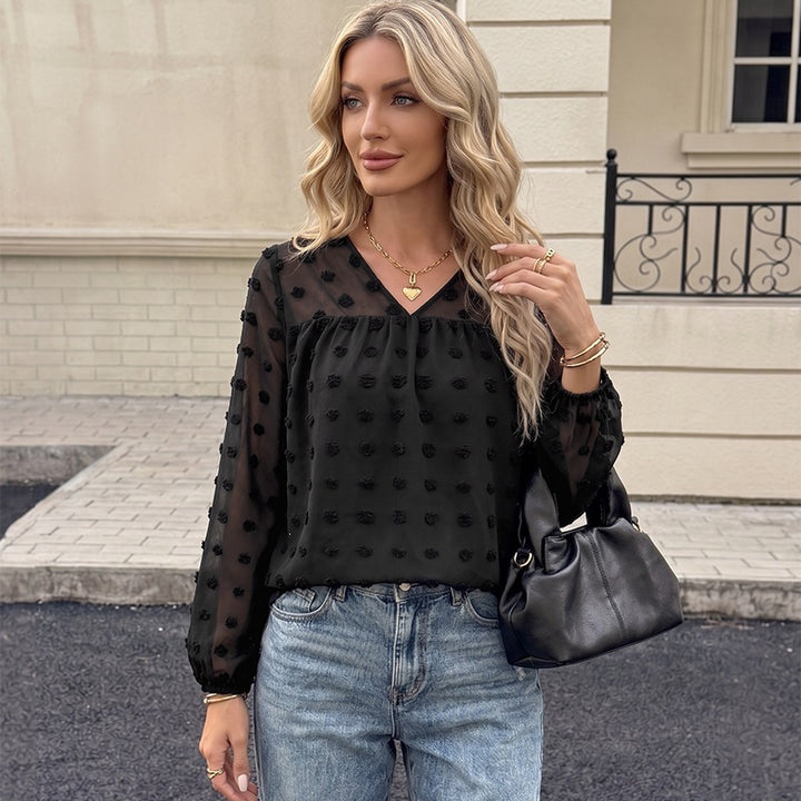 Women's Transparent Blouse with Ruffle Details Mune Fashion