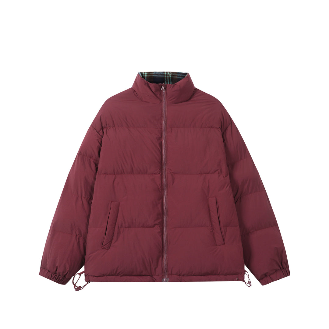 Unisex Boxy-Short Parka with quilted insulation, drawstring hem and plaid lined collar Mune Fashion