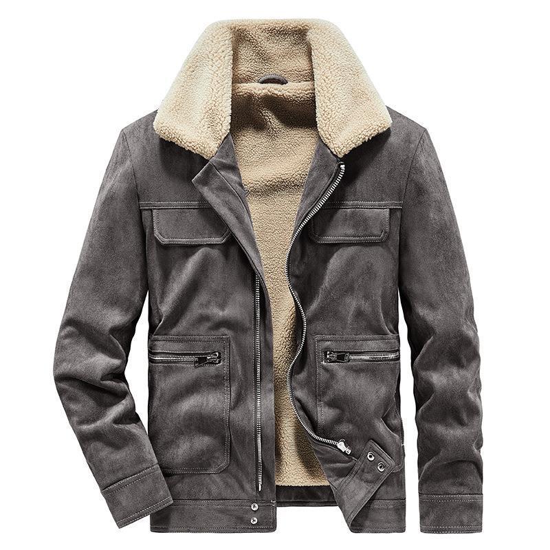 Men's velour imitation jacket in flight style with teddy lining and zip pockets Mune Fashion
