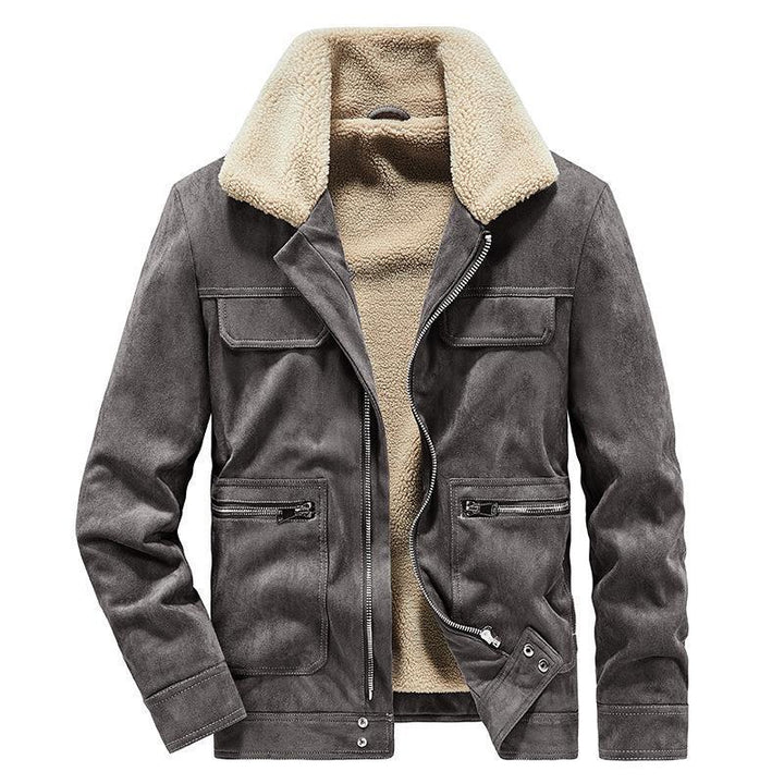 Men's velour imitation jacket in flight style with teddy lining and zip pockets Mune Fashion
