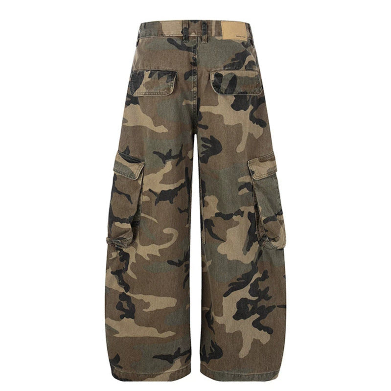 Women's wide cargo pants in camouflage print with multi-pockets Mune Fashion