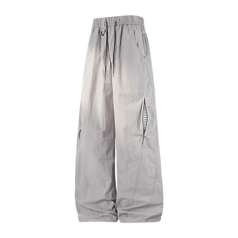 Men's Wide Cargo Casual Pants with Elastic Waistband, Drawstring and Zipper Pockets Mune Fashion