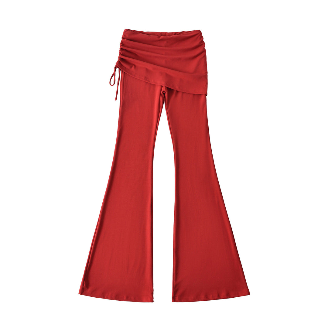 Women’s flared trousers with integrated mini skirt overlay and drawstring Mune Fashion