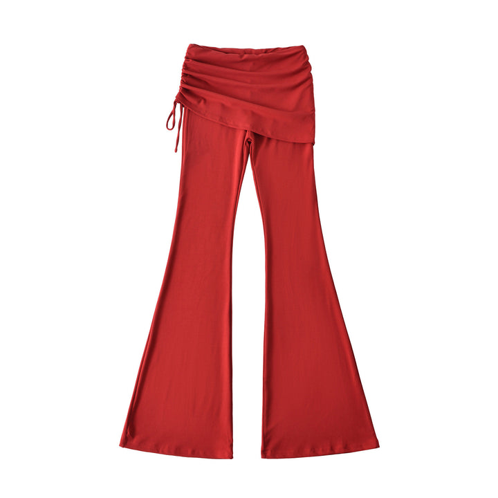 Women’s flared trousers with integrated mini skirt overlay and drawstring Mune Fashion