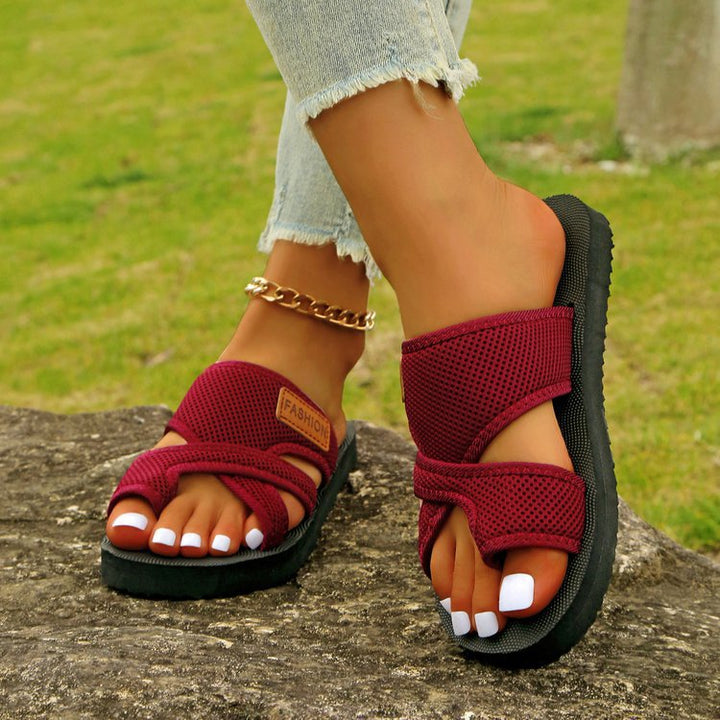 Women Breathable Mesh Sandals with Orthopedic Sole and Crossed Comfort Straps Mune Fashion