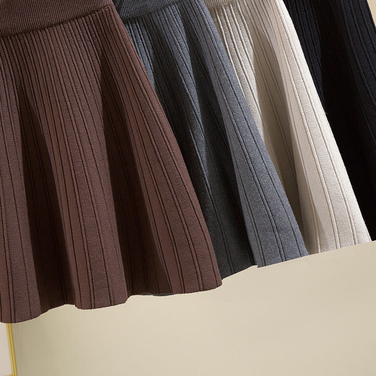 Women's Pleated Midi Skirt with Comfortable Elastic Waistband Mune Fashion