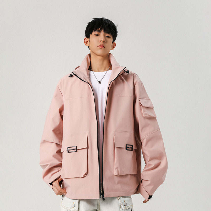 Men's Oversize Utility Jacket with Technical Softshell, Hood and Multiple Pockets Mune Fashion