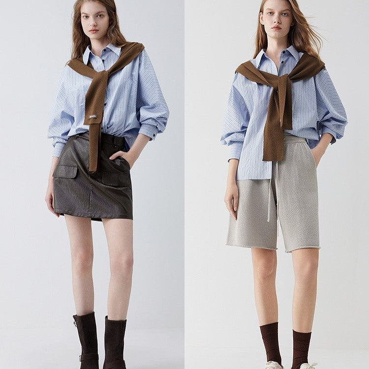 Women's further shirt with fine pinstripes and boxy cut Mune Fashion