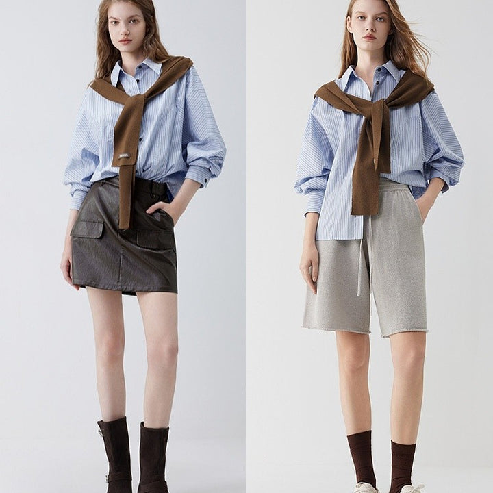 Women's further shirt with fine pinstripes and boxy cut Mune Fashion