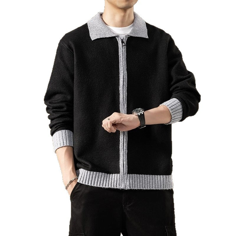 Men's cardigan with full zip and contrasting ribbed hem Mune Fashion