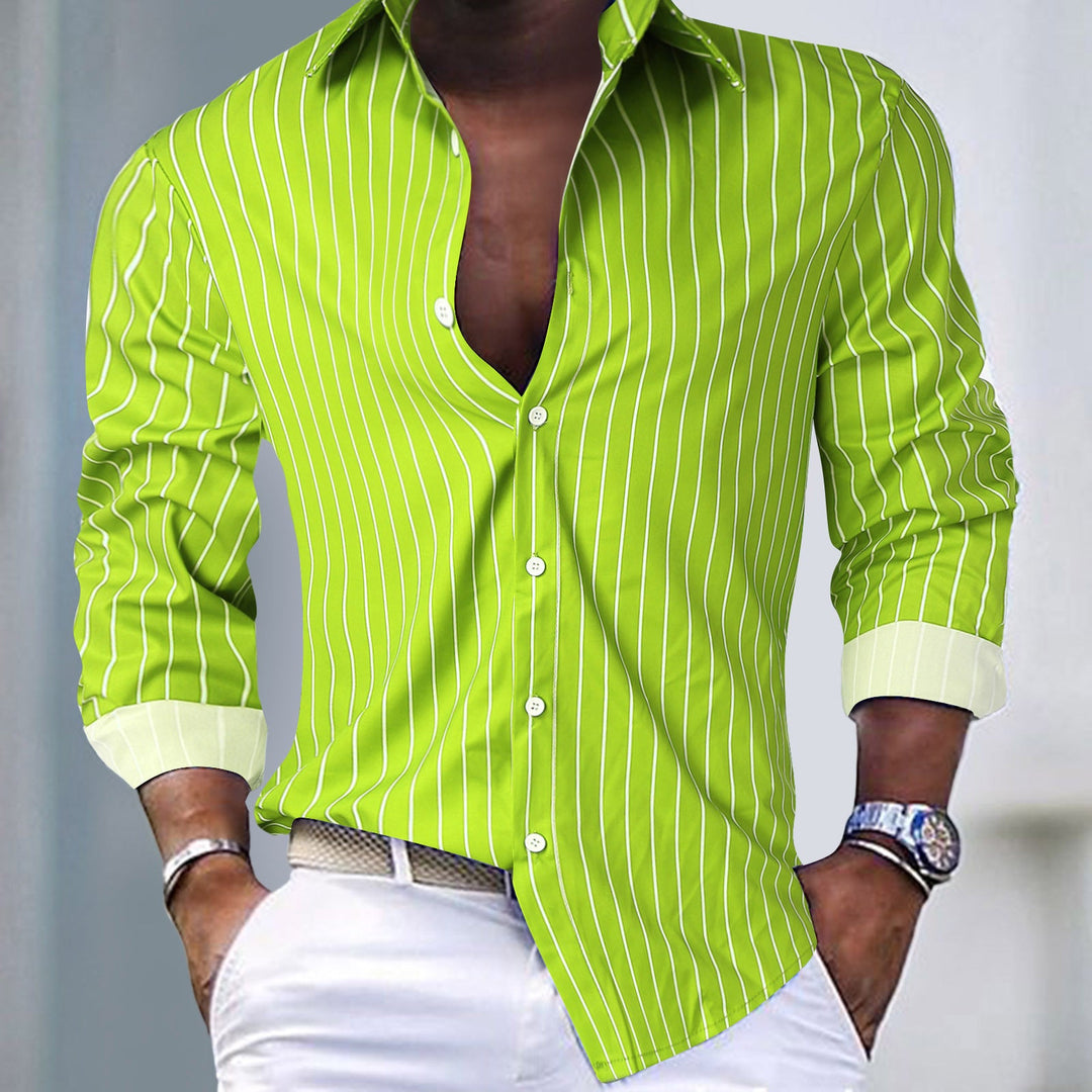 Men's Slim-Fit Shirt with Modern Stripe Pattern Mune Fashion
