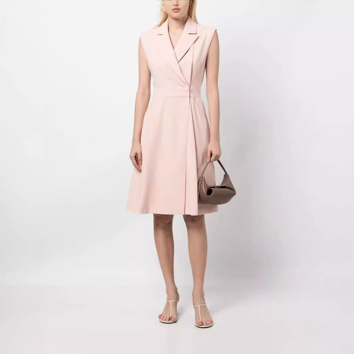 Women's Sleeveless Blazer Dress with Tailored A-Line Cut Mune Fashion