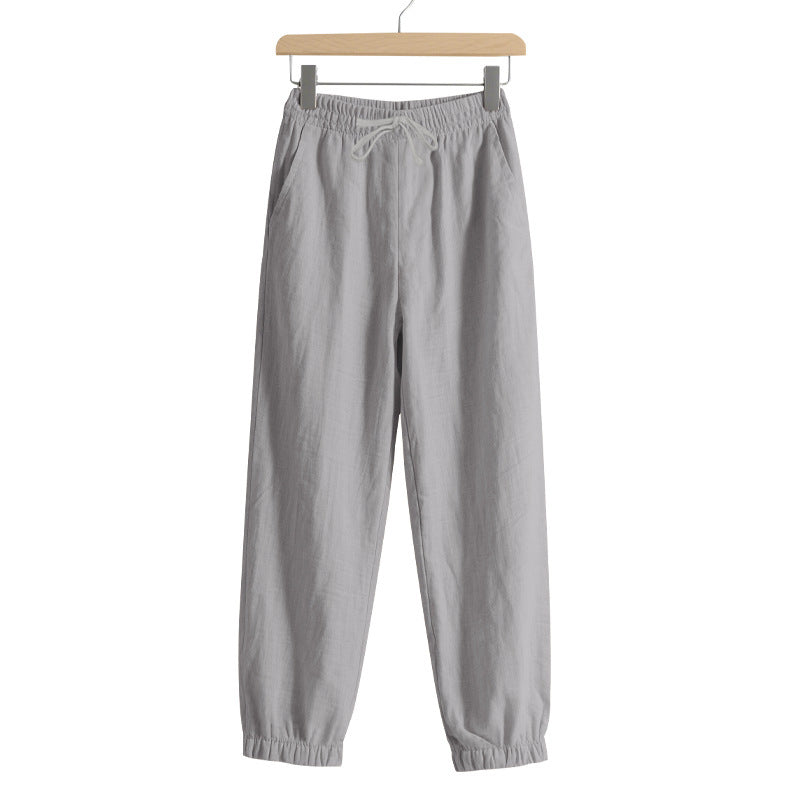 Women's relaxed-fit harem pants made of linenblend with drawstring waist and elastic ankle cuffs Mune Fashion