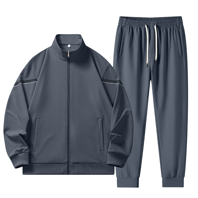 Men's minimalist performance training set made of breathable functional fabric with stand-up collar and drawstring Mune Fashion