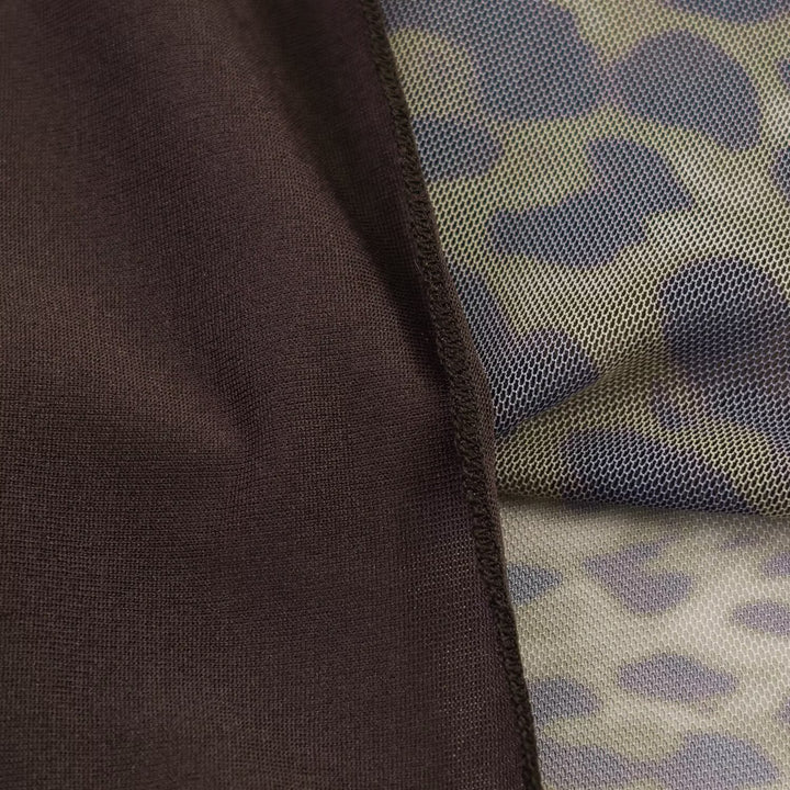 Ladies midi skirt with leopard print and flared chiffon layer Mune Fashion
