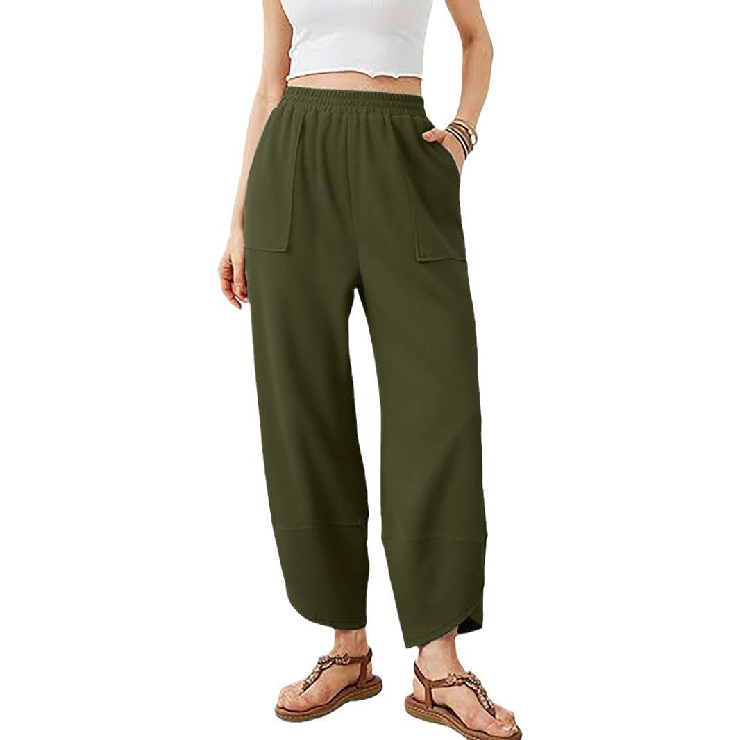 Women's culotte pants with elastic waistband and patch pockets Mune Fashion