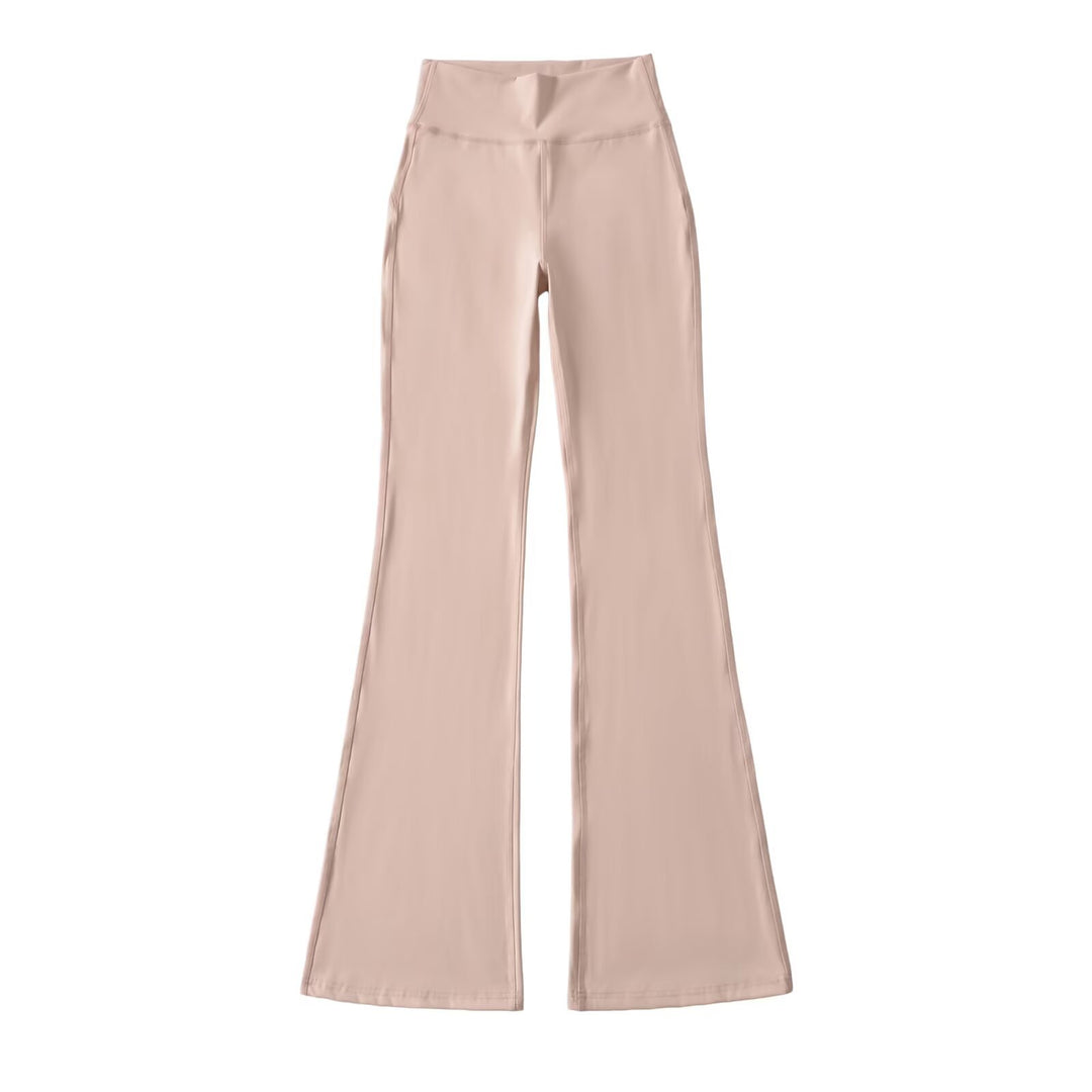 Ladies High-Waisted Flared Yoga Pants with Shaped Waist Mune Fashion