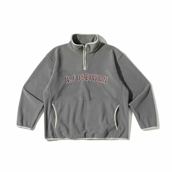 Unisex Fleece Pullover with half high zipper, kangaroo pocket and college style embroidery Mune Fashion