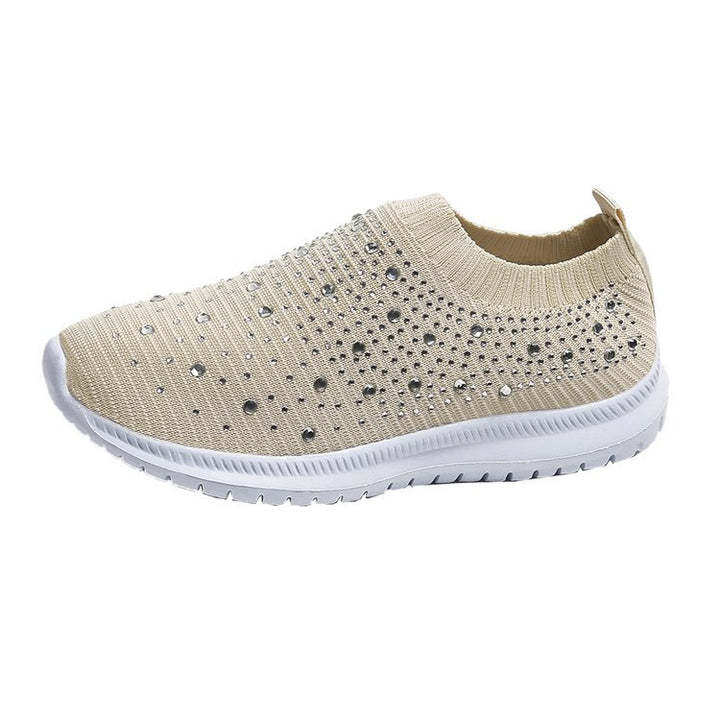 Women’s knit slip-on sneaker with elastic shaft and decorative stones Mune Fashion
