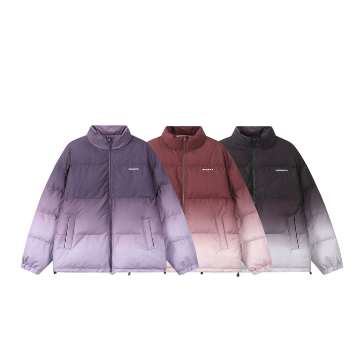 Women’s short padded quilted jacket with high funnel collar and ombré detail Mune Fashion