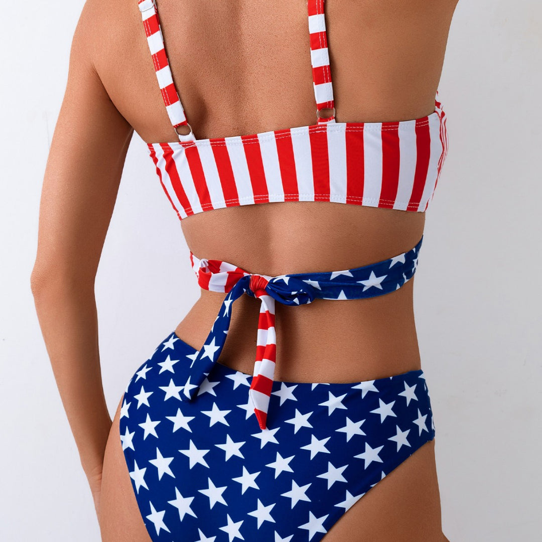 Women's two-piece bikini set with asymmetric design and trendy star pattern Mune Fashion