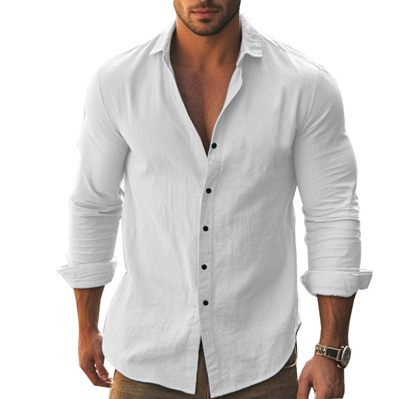 Men's Elegant Long Sleeve Shirt with Modern Collar and High-Quality Cotton Texture Mune Fashion
