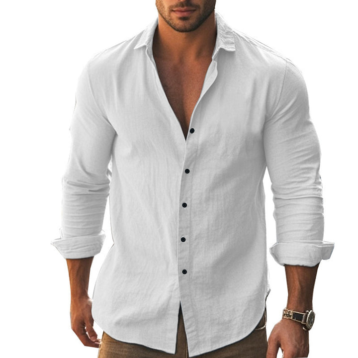 Men's slim business shirt made of stretch fabric with an open cutaway collar and roll-up sleeves Mune Fashion