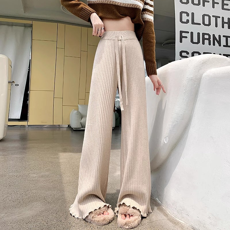 Women Wide Cut Rib-Knit Pants Mune Fashion