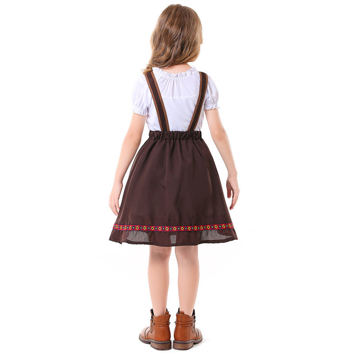 Women's traditional girl dirndl dress with apron and decorative embroidery Mune Fashion