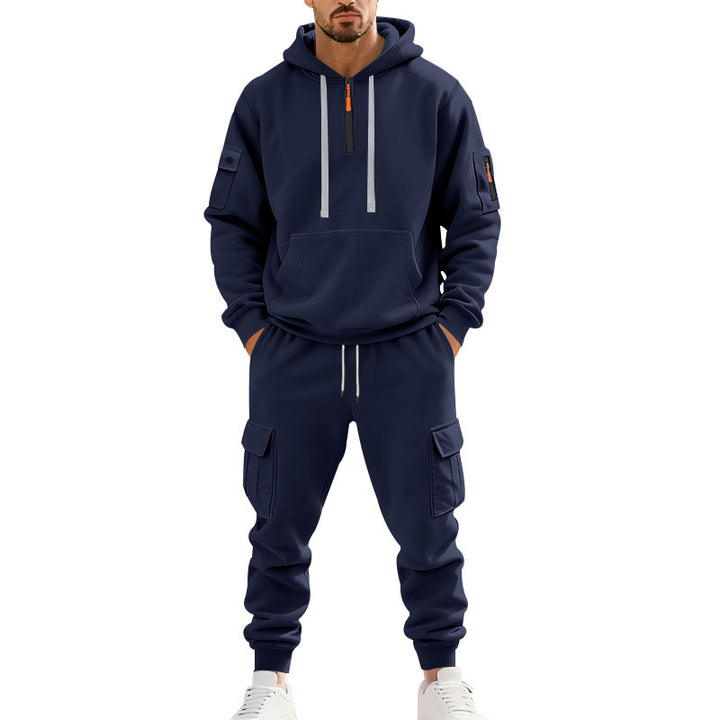 Men's nan technical cargo tracksuit with half zip, hood and multiple pockets Mune Fashion