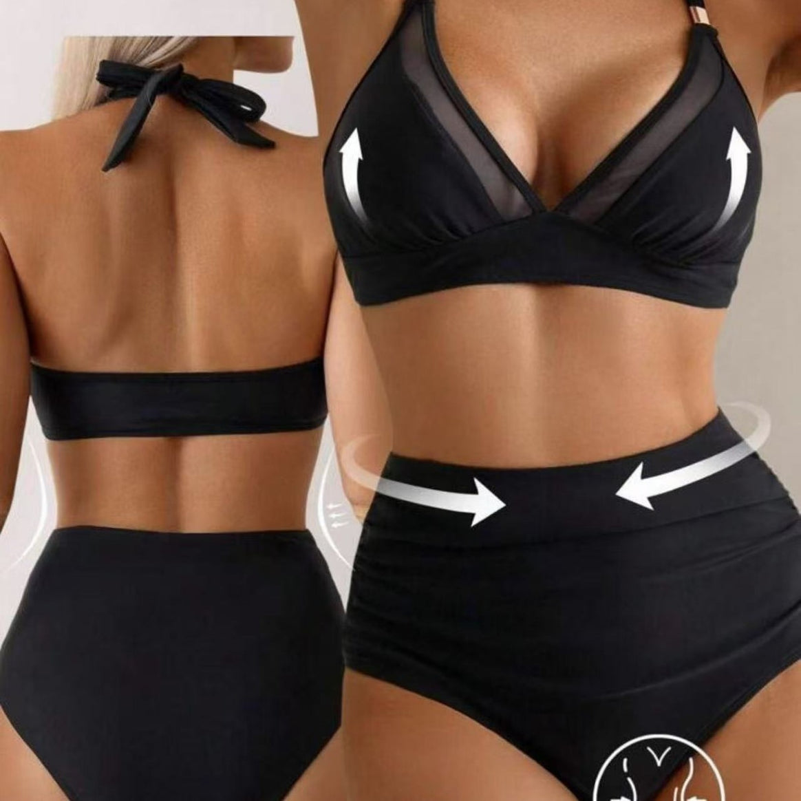 Women's bikini set with transparent inserts and high waistband Mune Fashion