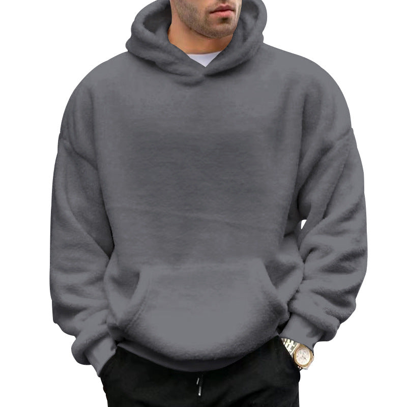 Men's oversized fleece hoodie with kangaroo pocket and dropped shoulders Mune Fashion