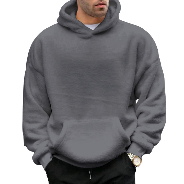 Men's oversized fleece hoodie with kangaroo pocket and dropped shoulders Mune Fashion
