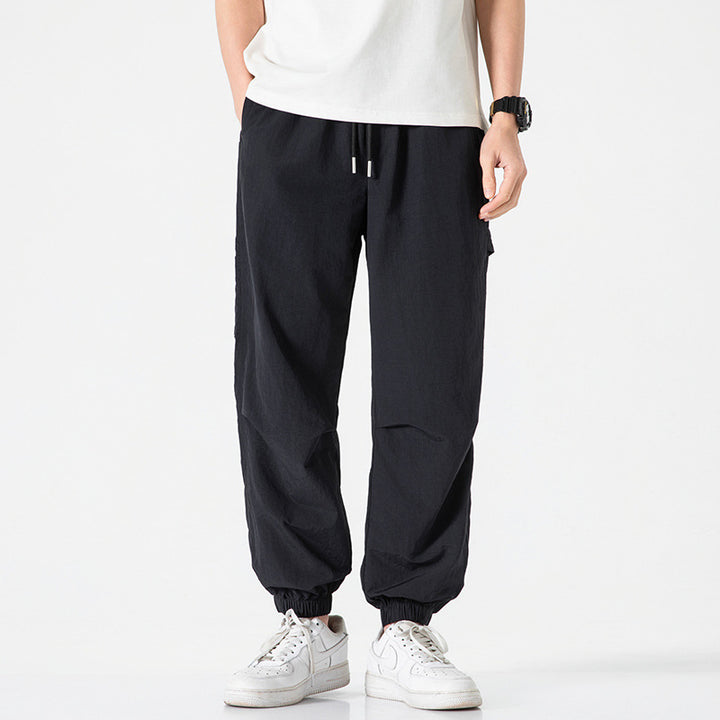 Men's Technical Ripstop Jogger Pants with Drawstring, Knee Panels and Ribbed Cuff Mune Fashion