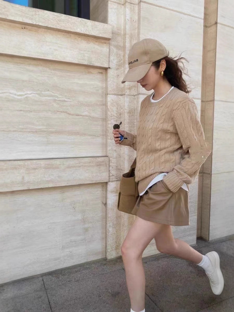 Women's Kastiger Cable Knit Sweater with Round Neck, Extra Soft Wool Blend and Ribbed Cuffs Mune Fashion