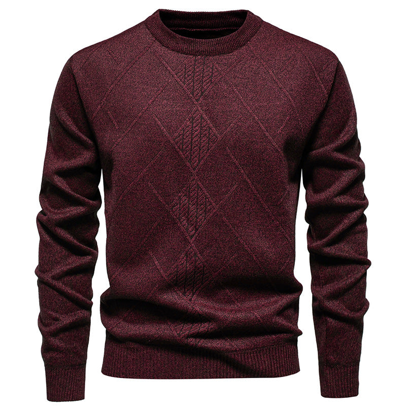 Men's fine knit pullover with diamond cable pattern, round neckline and ribbed cuffs Mune Fashion