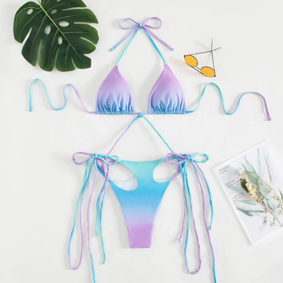 Women's triangle bikini with stylish ties and unique gradient Mune Fashion