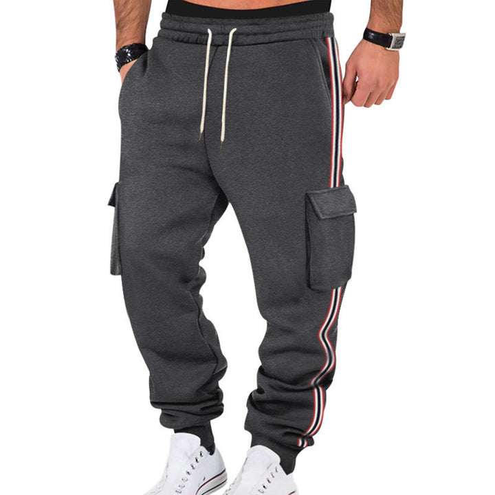 Men's Cargo Jogger Pants with Side Flap Cargo Pockets, Drawstring & Ribbed Cuffs