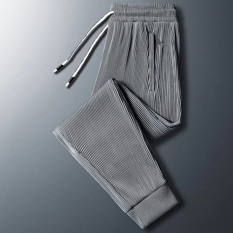 Men's sporty zip pants with stripes Mune Fashion