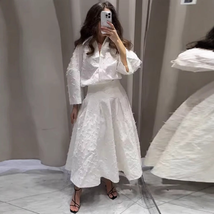 Ladies 300+ oversized structured blouse with fringe look and three-quarter sleeves Mune Fashion